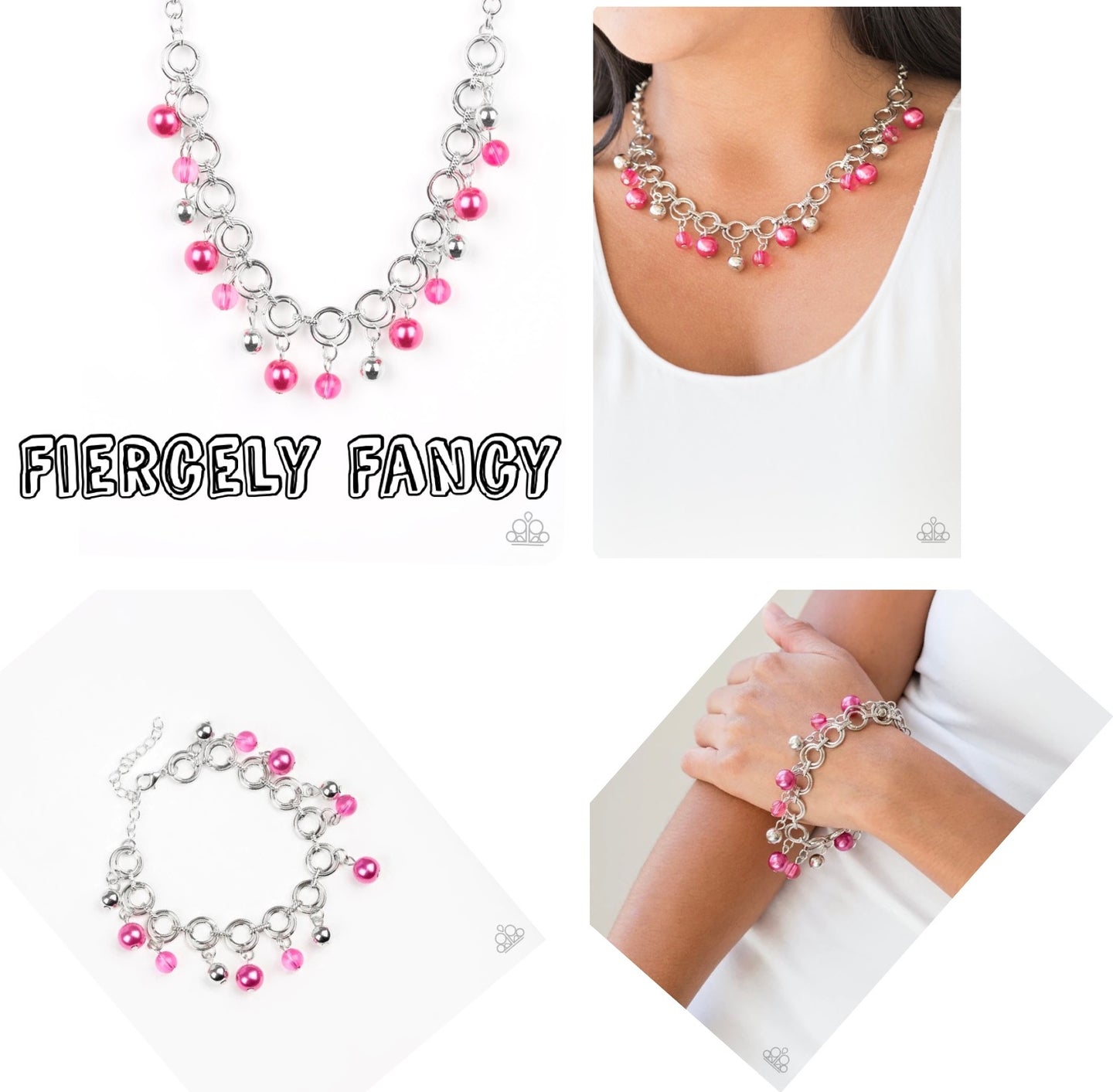 Fiercely Fancy - Pink necklace plus matching bracelet 1546