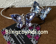 Load image into Gallery viewer, $16 set Butterfly Beatitude - Blue cuff bracelet/Lazy Afternoon Ring D028
