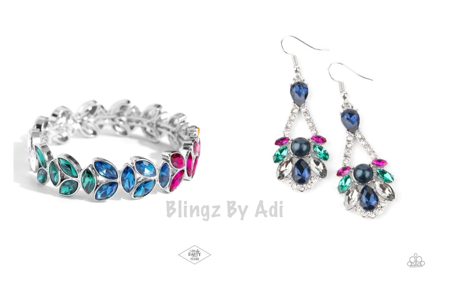 $10 set: Gilded Gardens Pink Diamond Bracelet/Prismatic Presence Multi earring 1797/B015