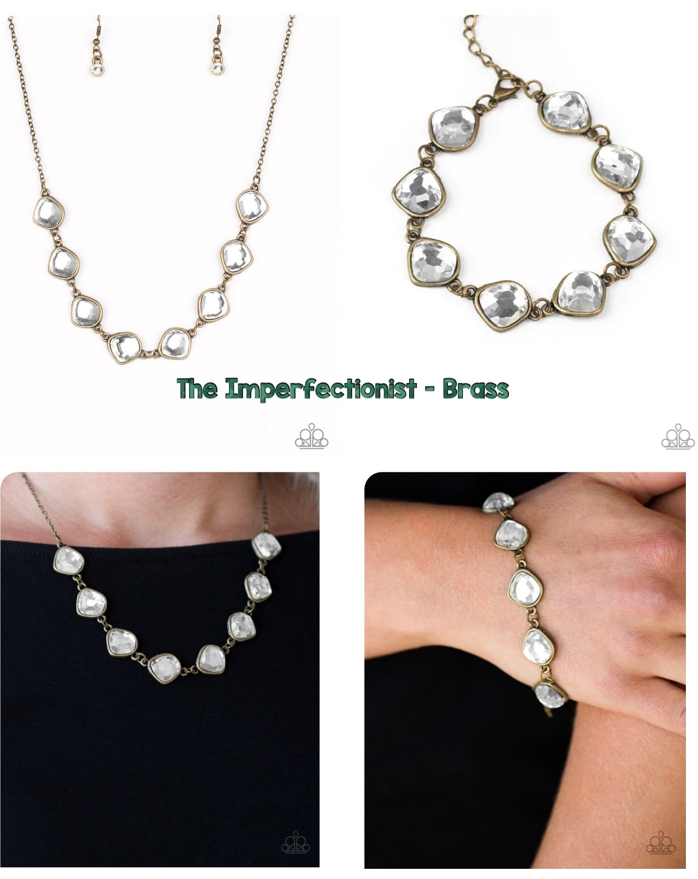 $2 pc SET: The Imperfectionist - Brass necklace + matching bracelet Perfect Imperfection - Brass 1609