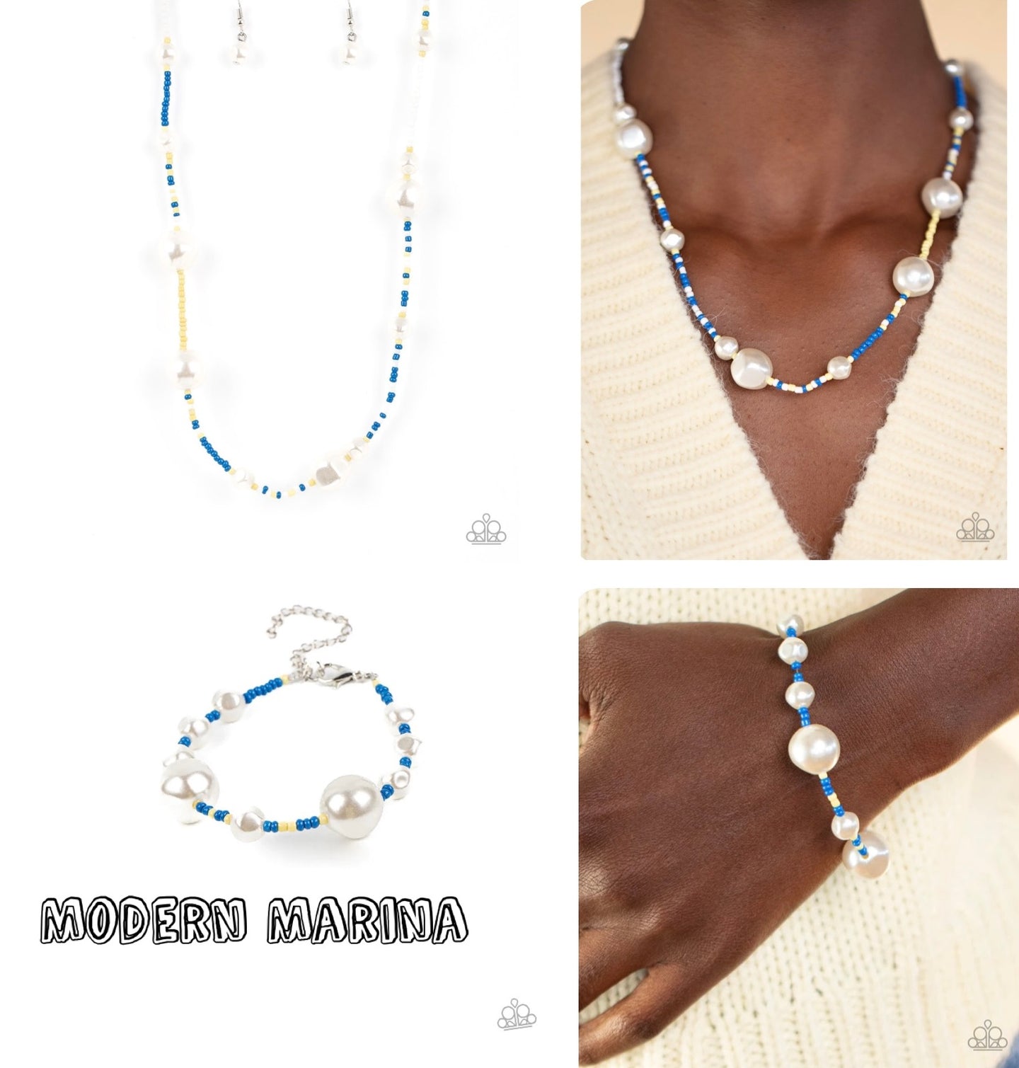 Modern Marina - Blue necklace plus matching bracelet 1839