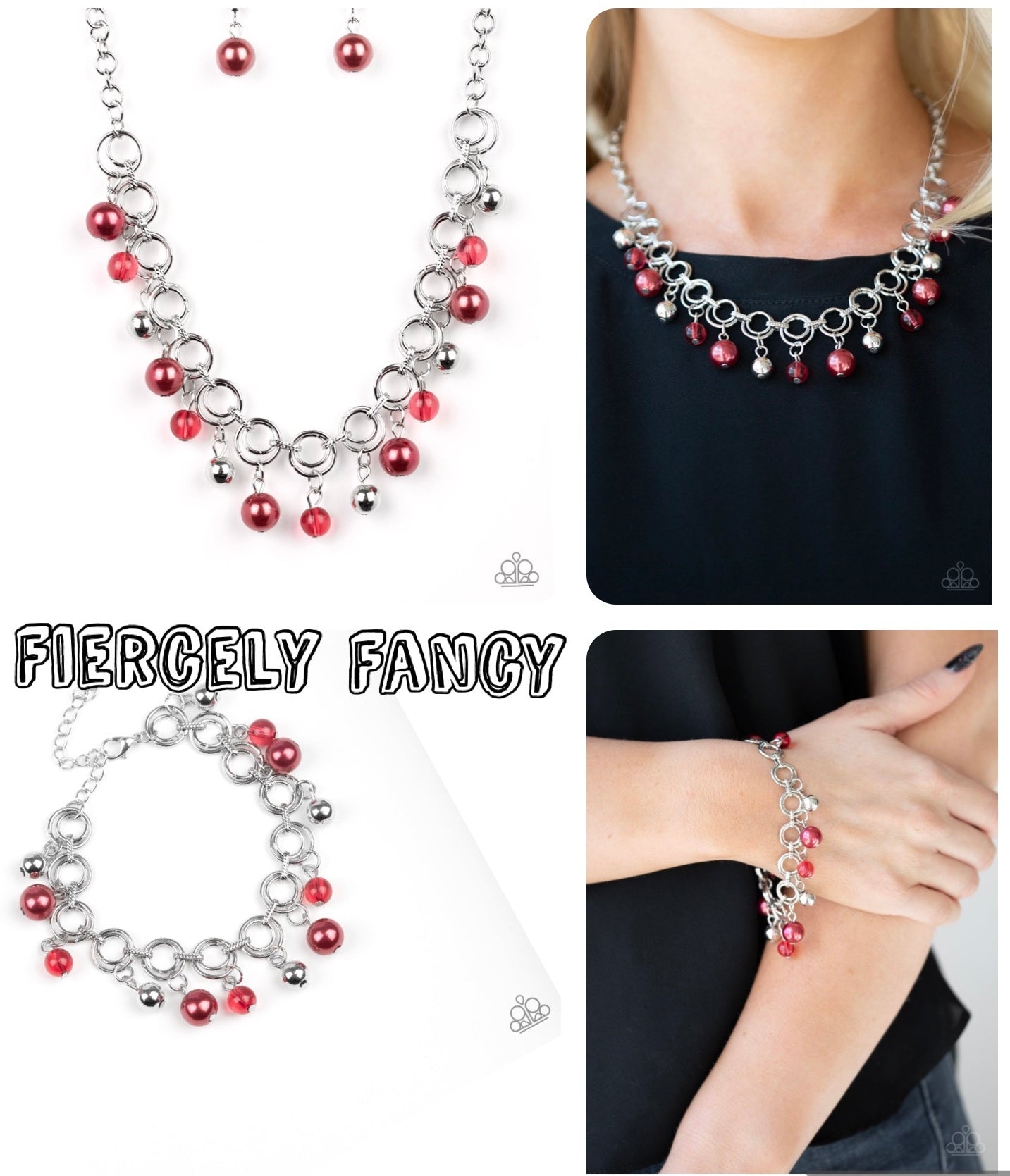 Fiercely Fancy - Red necklace plus matching bracelet Fancy Fascination - Red 856