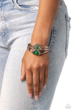 Load image into Gallery viewer, Peacock Plume - Green cuff bracelet A087
