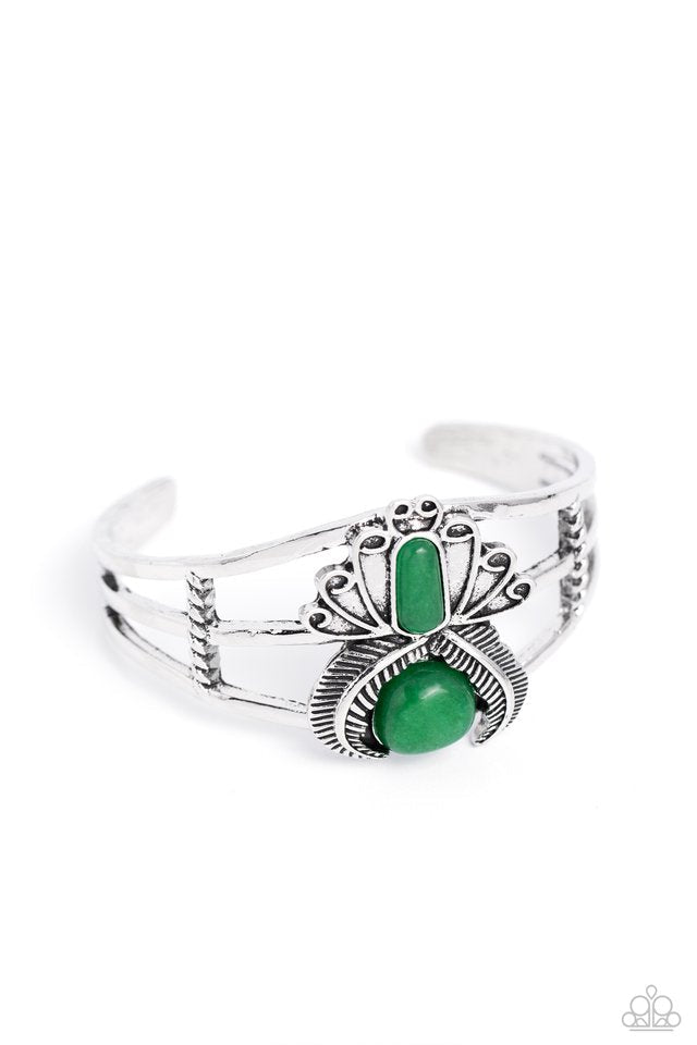 Peacock Plume - Green cuff bracelet A087