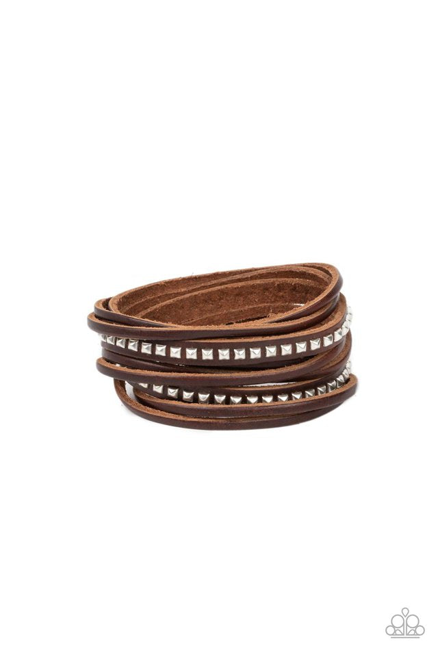 Studded Sensation - Brown snap urban bracelet B034