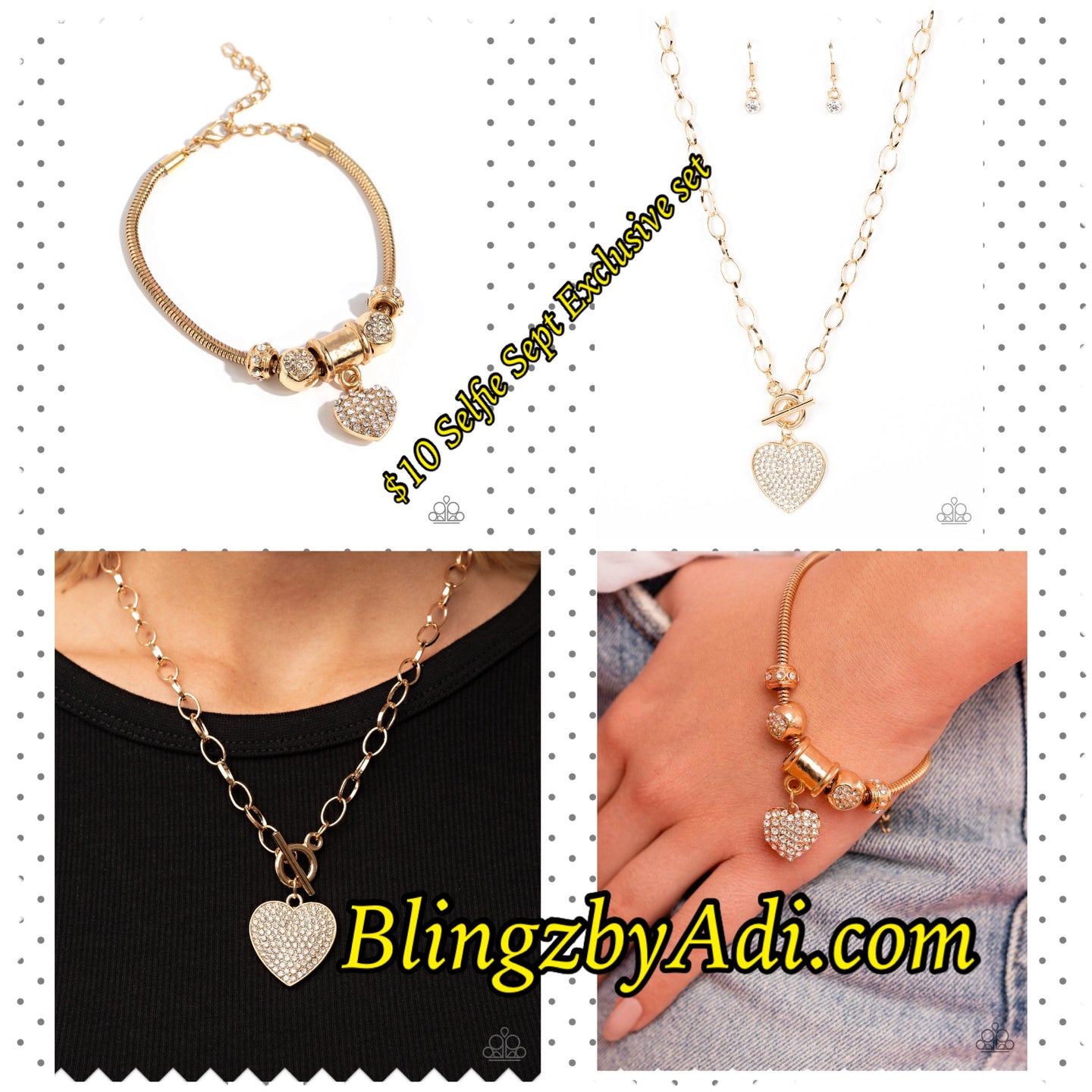 $16 Selfie September Gold bracelet/Lust necklace set