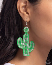Load image into Gallery viewer, Cactus Cameo - Green earring E015
