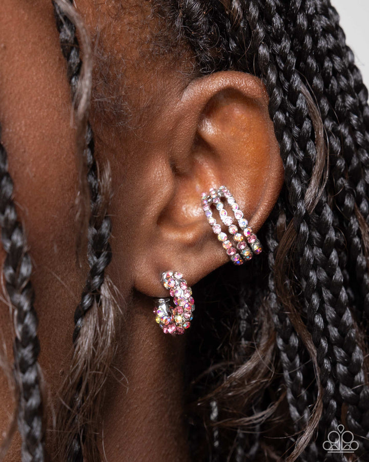 $16 SET: Iridescent Improv - Multi Hoop & cuff earring C002