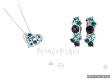 Load image into Gallery viewer, Romantic Recognition Heart Necklace/Cosmic Celebration - Blue clip-on earring A039
