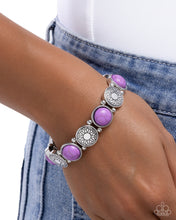 Load image into Gallery viewer, Stamped Stones - Purple bracelet F102
