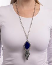 Load image into Gallery viewer, Stamped Statement - Blue Necklace G033

