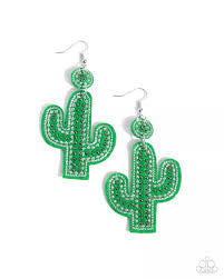Cactus Cameo - Green earring E015