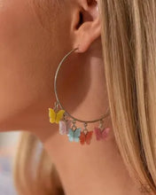 Load image into Gallery viewer, Bemusing Butterflies - multi April 2024 LOP hoop earring G030
