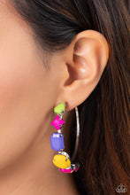 Load image into Gallery viewer, Geometric Gamer - Pink hoop earring D007
