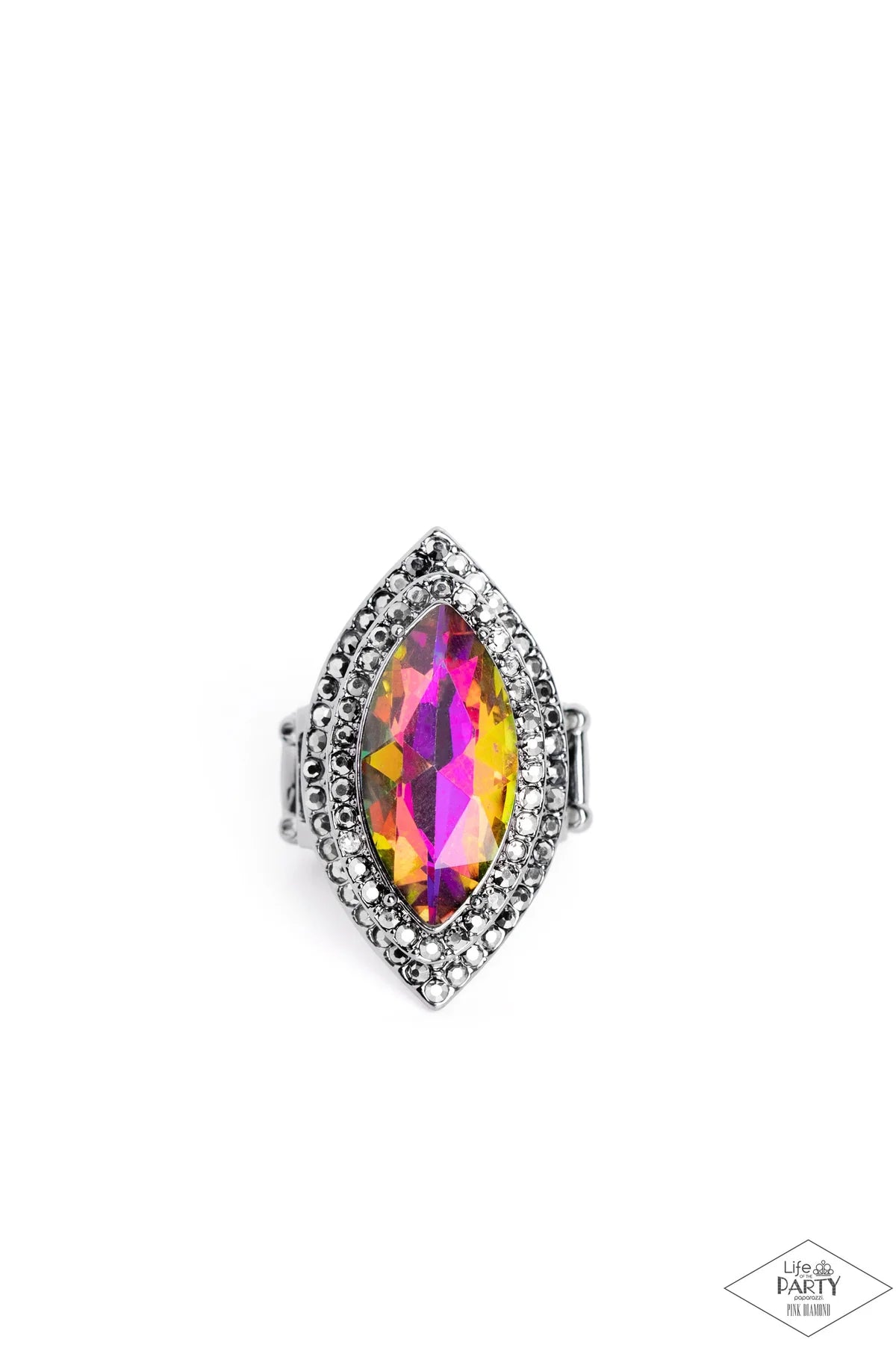 Jaw-Dropping Dazzle - PINK DIAMOND Multi oil spill ring C031