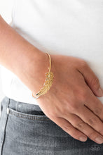 Load image into Gallery viewer, How Do You Like This FEATHER? -  Gold cuff bracelet 2005
