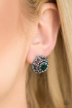 Load image into Gallery viewer, Courtly Courtliness - Green post earring 952

