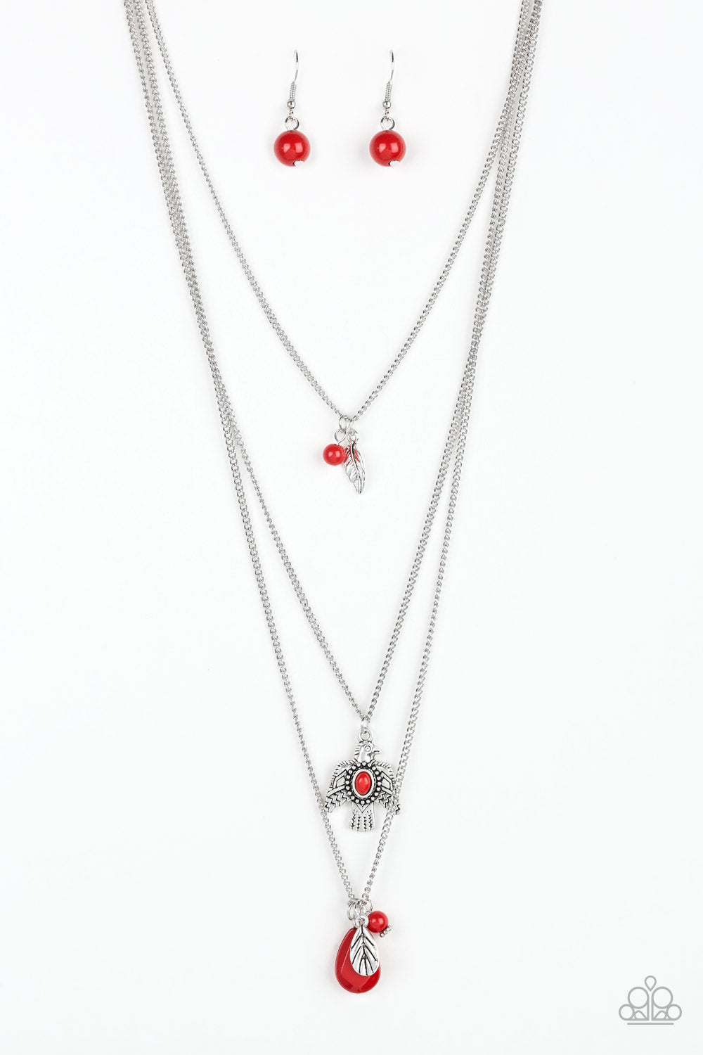Soar With The Eagles - Red necklace 2144