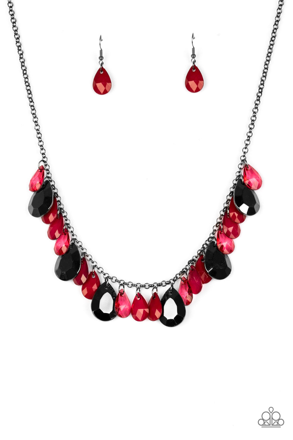 Hurricane Season - red gunmetal necklace 880