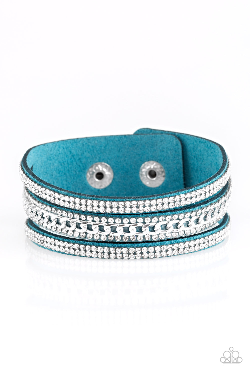 Rollin In Rhinestones - Blue snap bracelet A020