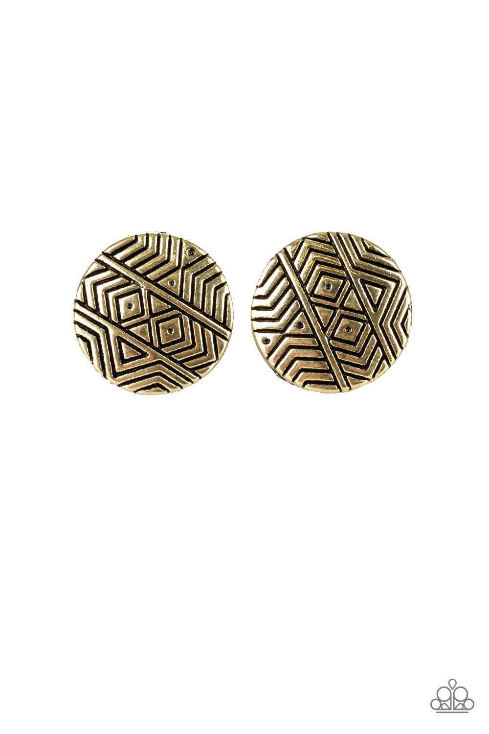 Bright As A Button - Brass post earring C017
