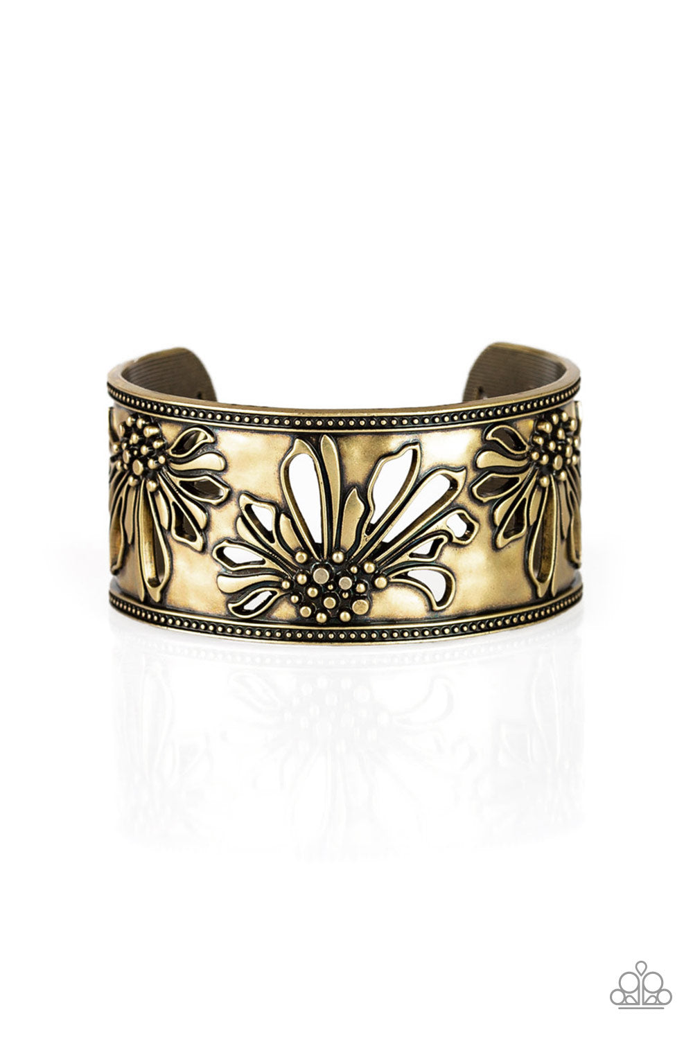 Where the Wildflowers Are - brass cuff bracelet 514