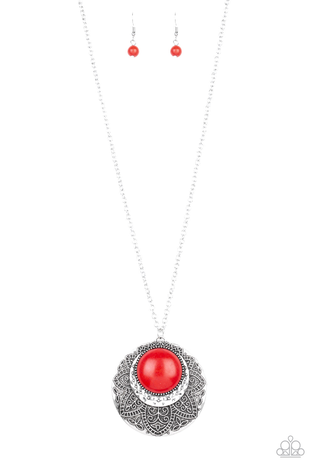 Medallion Meadow - red necklace 749