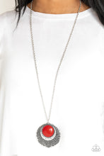 Load image into Gallery viewer, Medallion Meadow - red necklace 749
