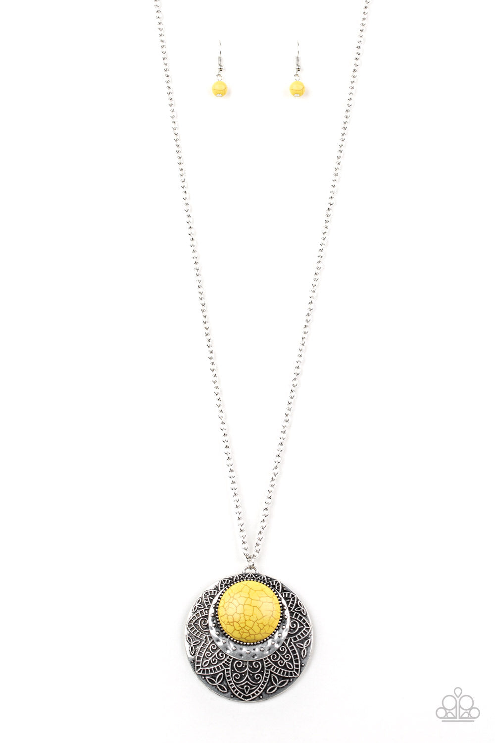 Medallion Meadow - yellow necklace 687