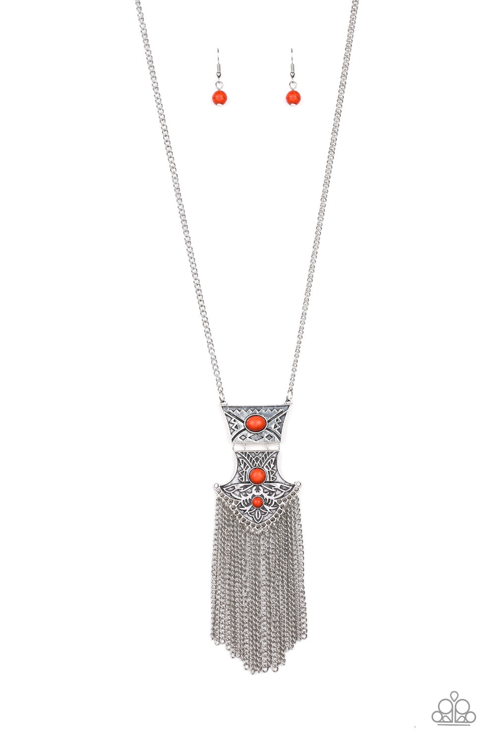 Totem Tassel - Orange necklace 735