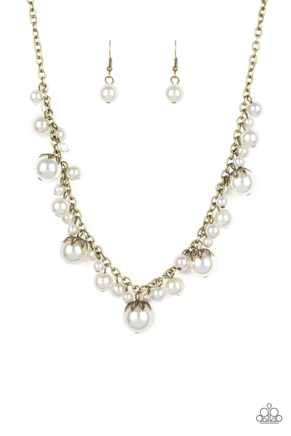 Uptown Pearls - brass necklace 851