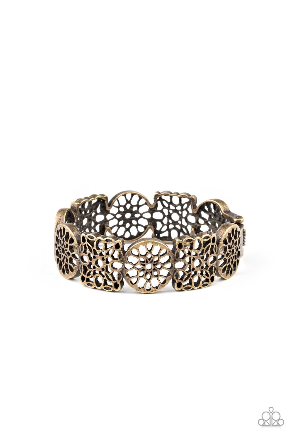 Mandala Mixer - brass hinge bracelet 724