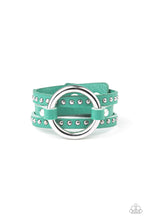 Load image into Gallery viewer, Studded Statement-Maker - green snap bracelet C026
