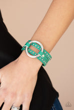 Load image into Gallery viewer, Studded Statement-Maker - green snap bracelet C026

