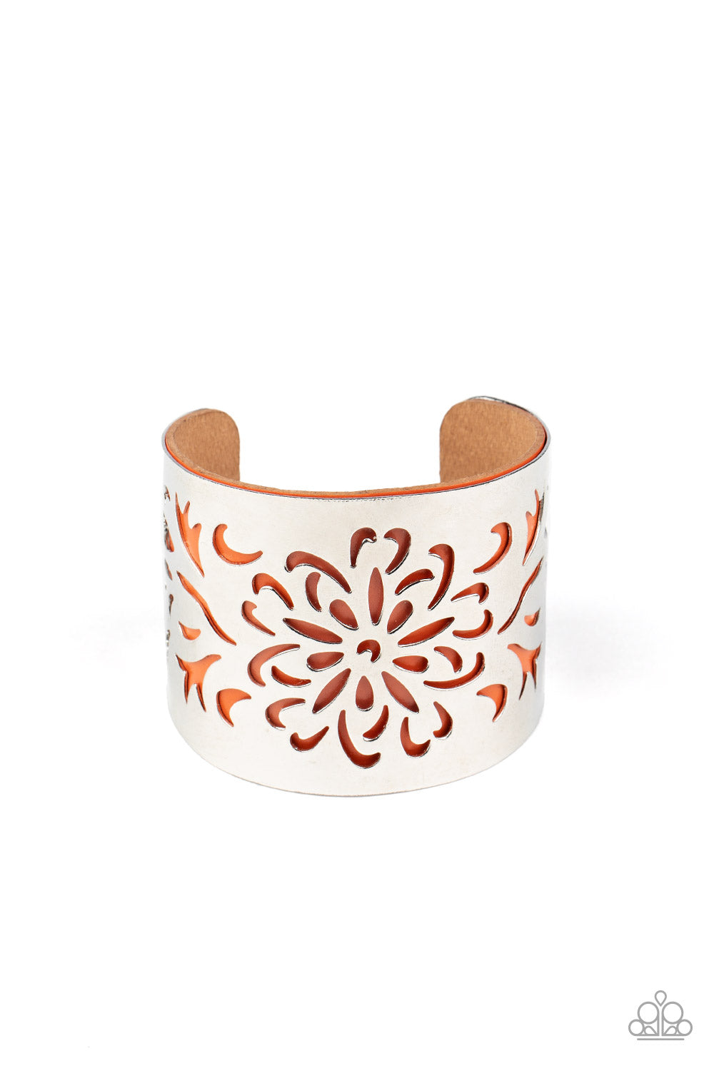 Get Your Bloom On - Orange cuff bracelet 1698/A024