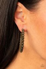 Load image into Gallery viewer, Rhinestone Studded Sass - Brass hoop earring 1963
