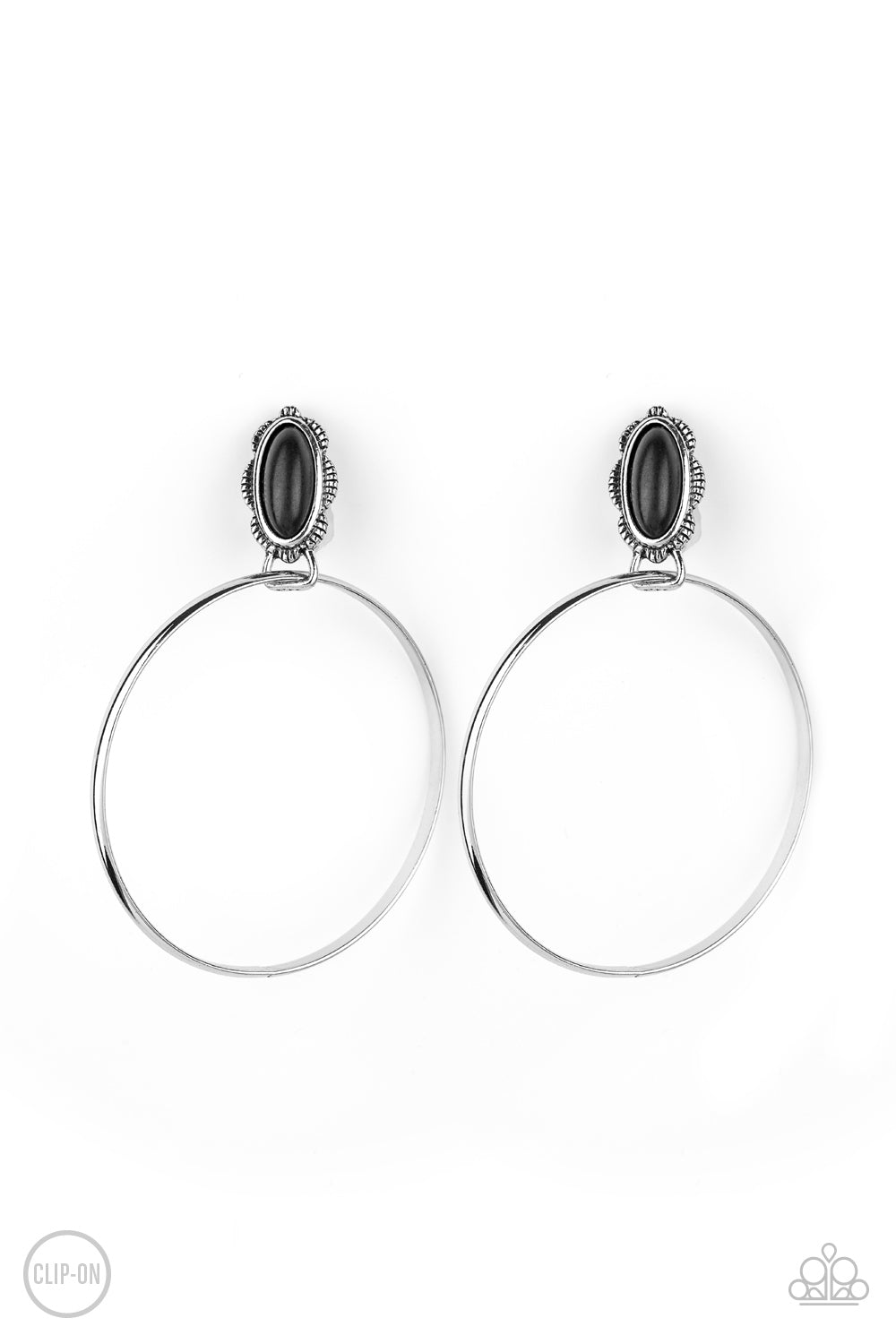 At Long LASSO - Black clip-on earring 1596