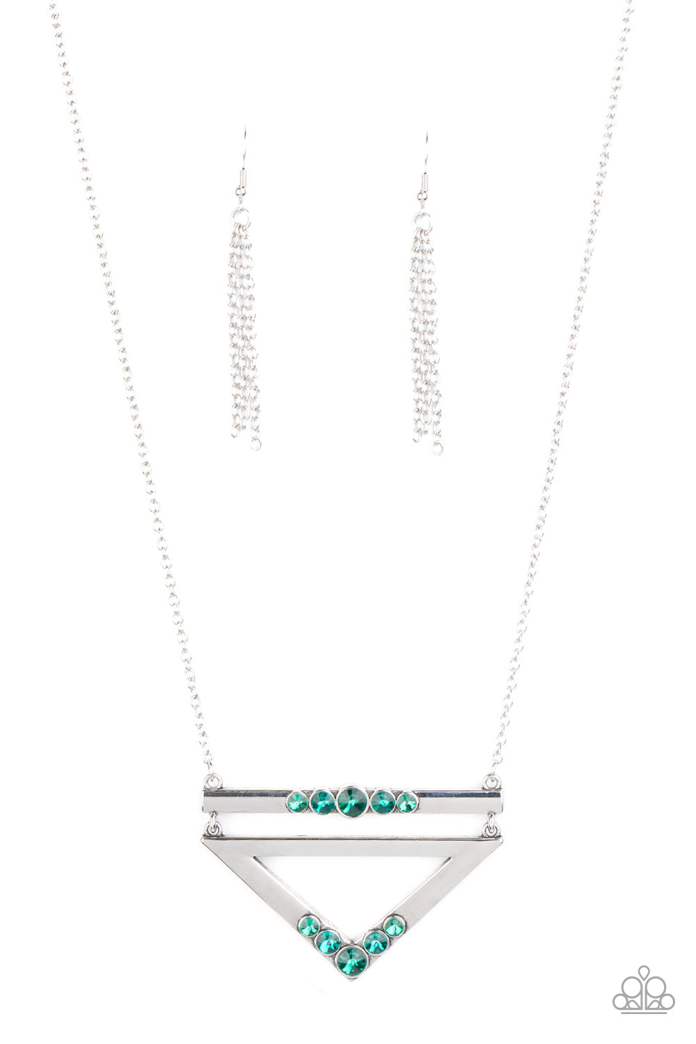 Triangulated Twinkle - Green necklace 1748