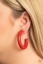 Load image into Gallery viewer, Woodsy Wonder - Red hoop earring 1786
