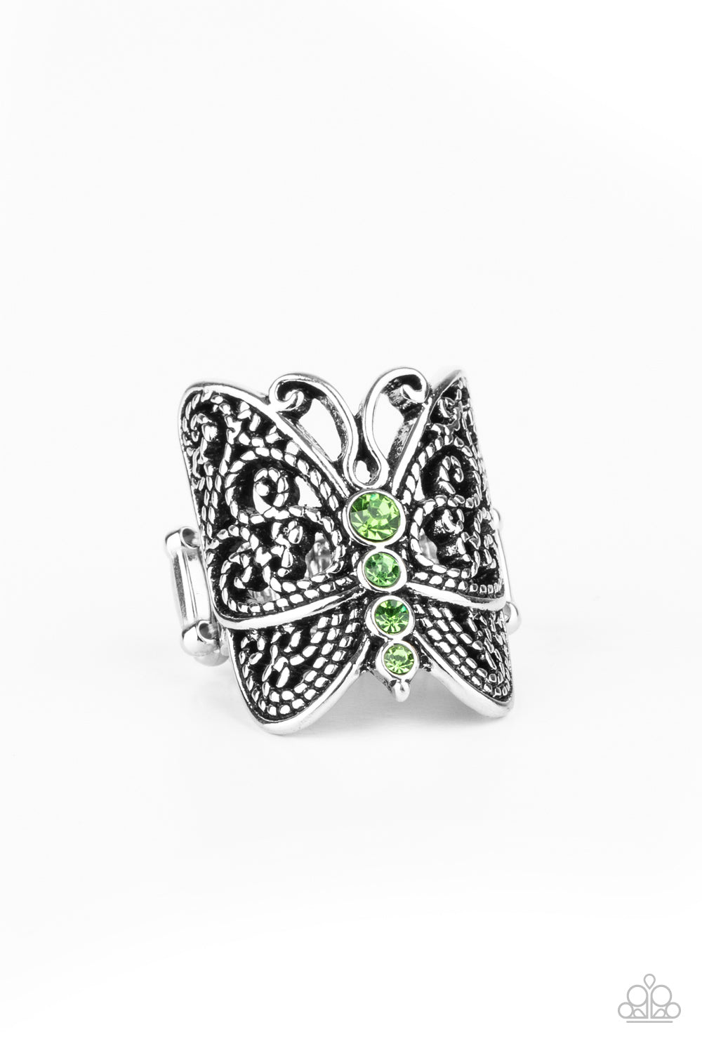 Butterfly Bling - Green ring 1644