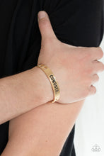 Load image into Gallery viewer, Conquer Your Fears - Gold cuff bracelet B068
