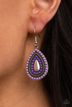 Load image into Gallery viewer, Beaded Bonanza - Purple earring 1807

