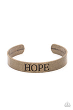 Load image into Gallery viewer, Hope Makes The World Go Round - Brass cuff bracelet B054
