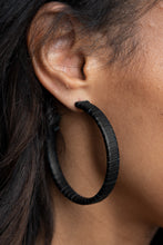 Load image into Gallery viewer, Leather-Clad Legend - Black hoop earring 1804
