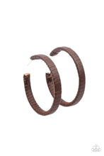 Load image into Gallery viewer, Leather-Clad Legend - Brown hoop earring 2187

