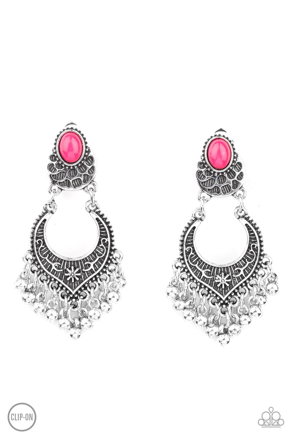 Summery Gardens - Pink clip-on earring 2123