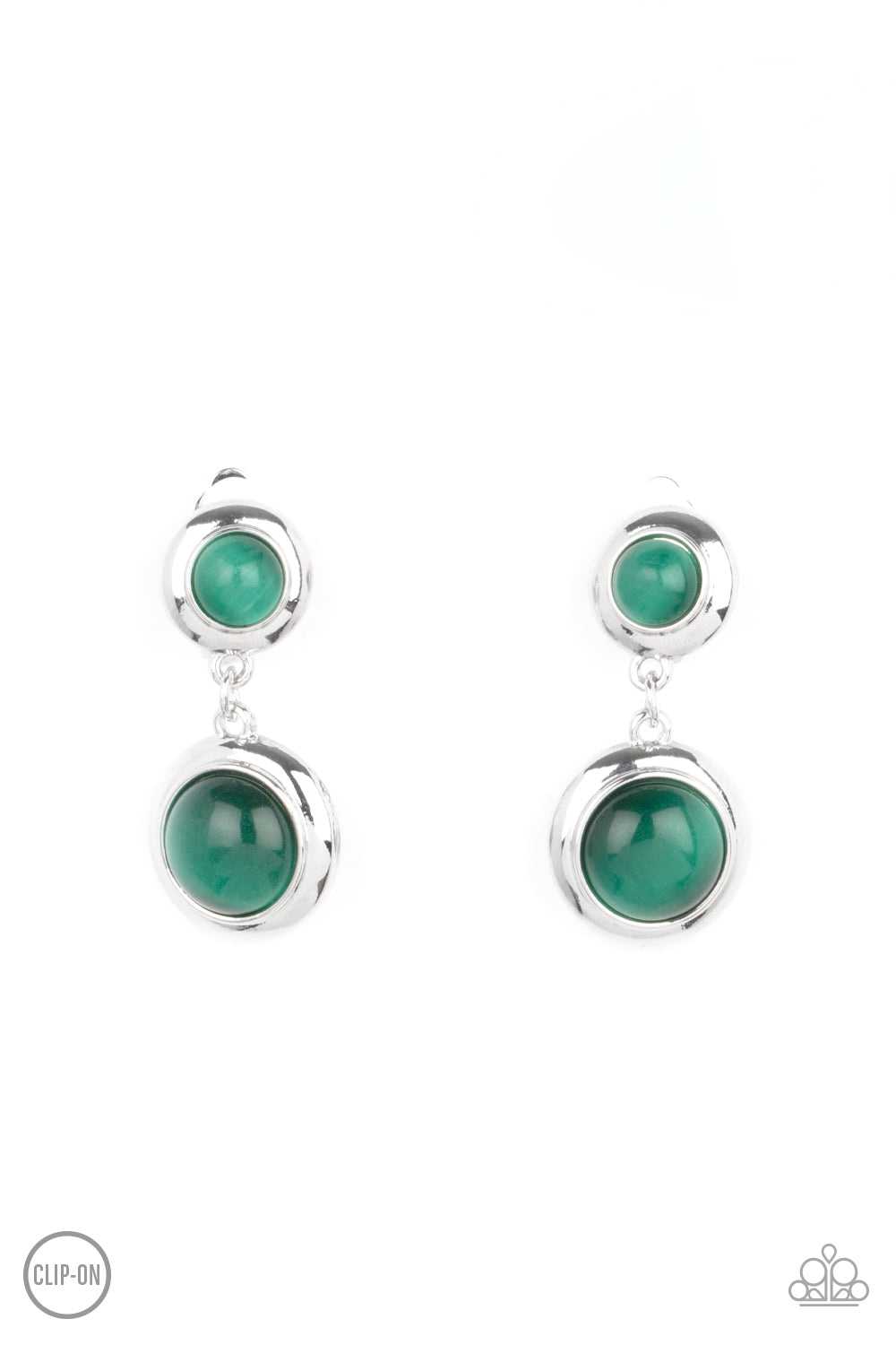 Subtle Smolder - Green clip-on earring 2089