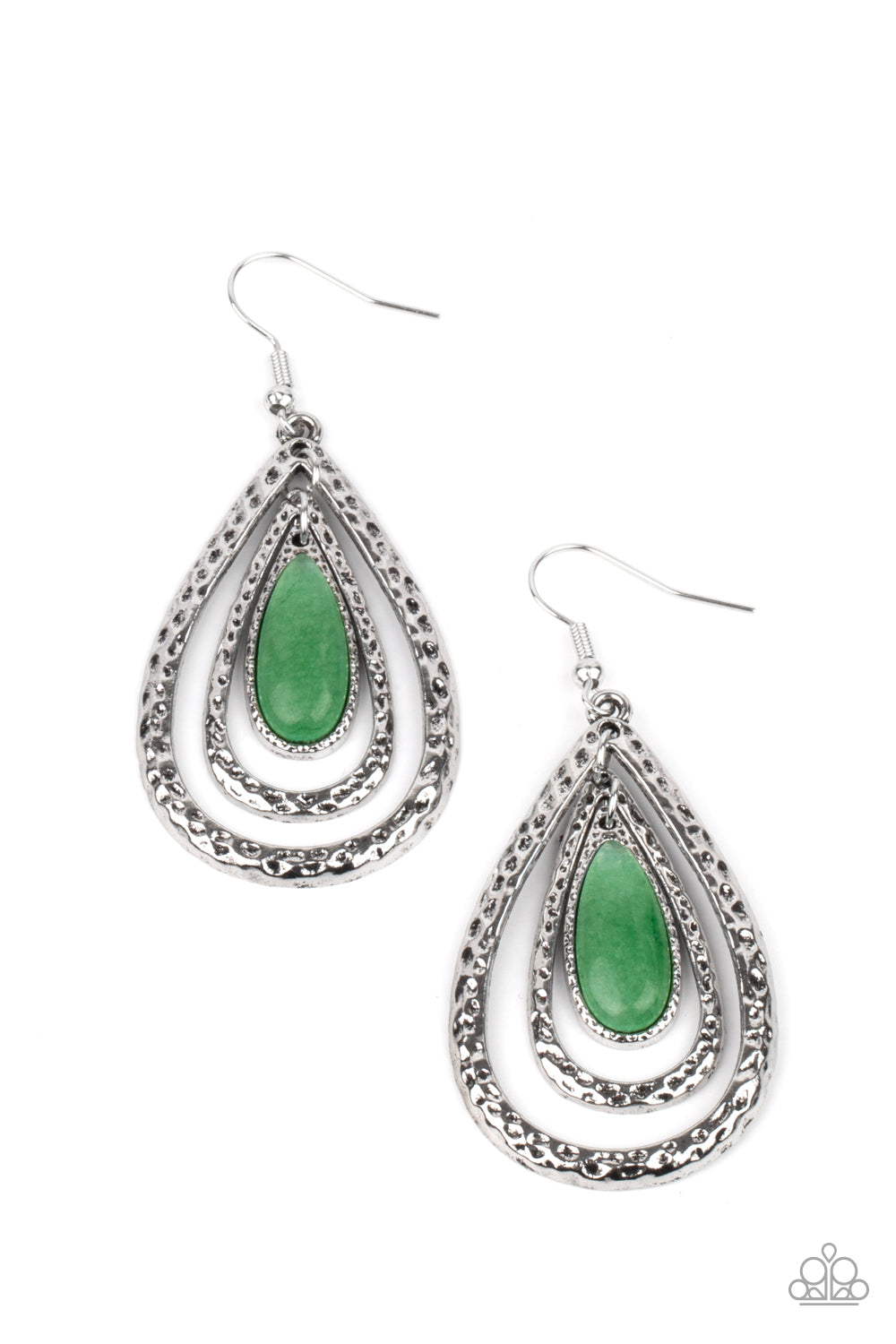 Teardrop Torrent - Green earring 2156