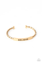 Load image into Gallery viewer, Keep Calm and Believe - Gold cuff bracelet B050
