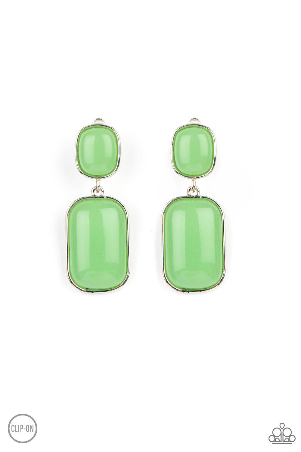 Meet Me At The Plaza - green clip-on earring 1569